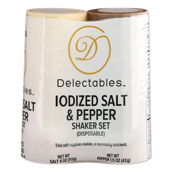 Delectables Salt and Pepper Shaker Combo, 4 oz Salt Dispenser and 1.5 oz Pepper Dispenser - SUG60359