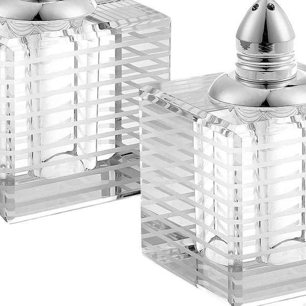 Homeroots Hand Made Crystal Silver Salt & Pepper Shakers, Pair - 375770
