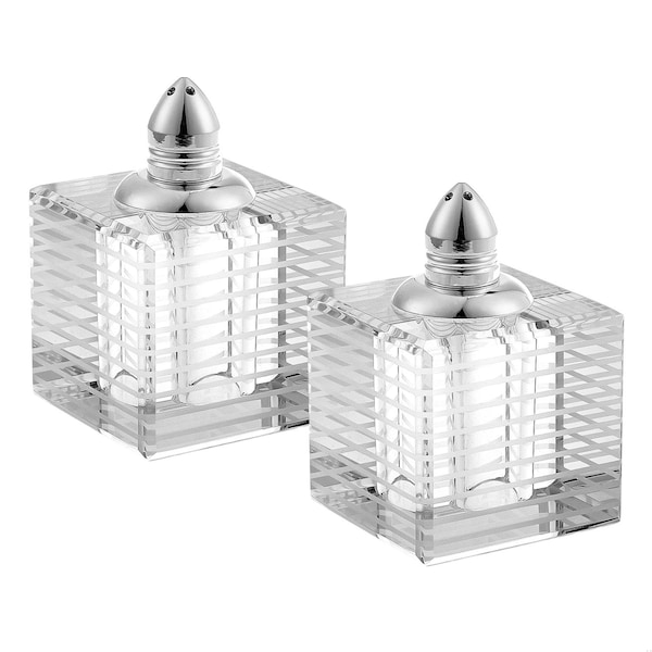 Homeroots Hand Made Crystal Silver Salt & Pepper Shakers, Pair - 375770