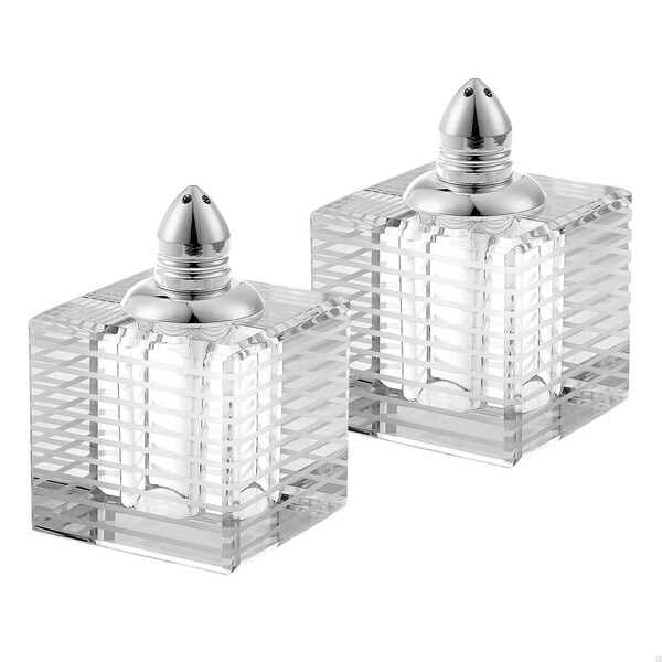 Homeroots Hand Made Crystal Silver Salt & Pepper Shakers, Pair - 375770
