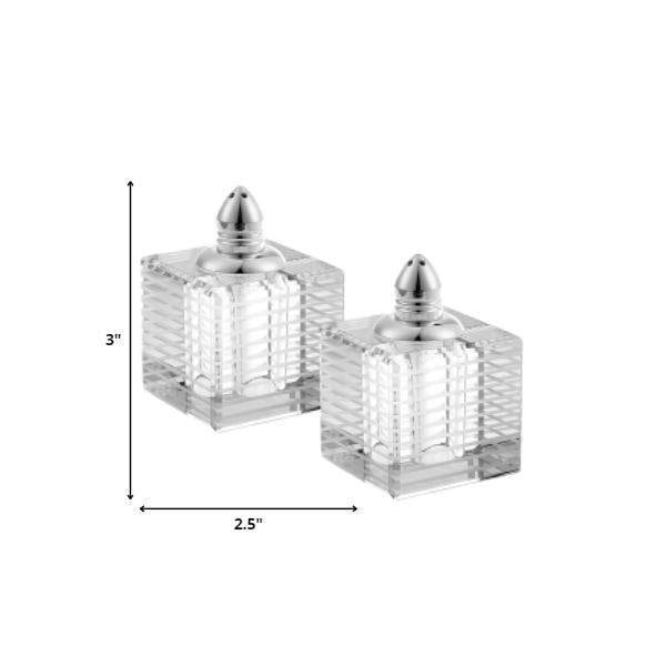 Homeroots Hand Made Crystal Silver Salt & Pepper Shakers, Pair - 375770