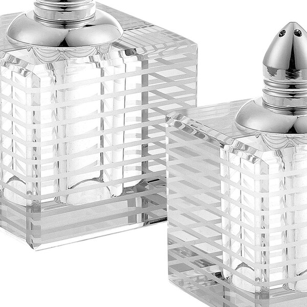 Homeroots Hand Made Crystal Silver Salt & Pepper Shakers, Pair - 375770