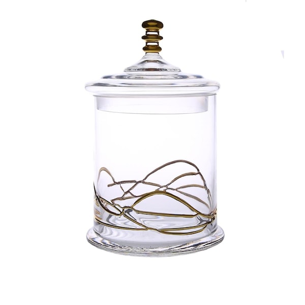 Classic Touch Decor Classic Touch CSJG390 5.5 x 8.75 in. Glass Jar & Lid with 14k Gold Swirl Design - CSJG390