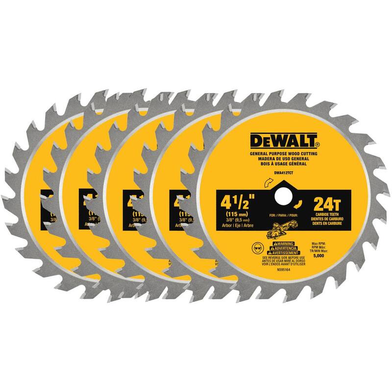 DEWALT Atomic Disco de Sierra Circular de 4-1/2 pulgadas con 24 dientes (paquete de 5) - DWA412TCTX5