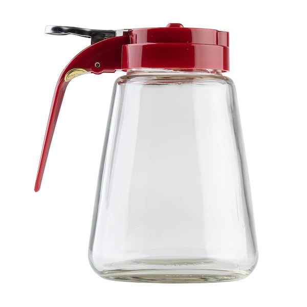 Tablecraft Glass Syrup Dispenser, Red, 6 oz, PK12 - 406RE