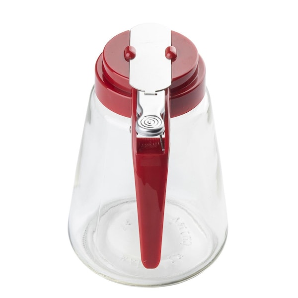 Tablecraft Glass Syrup Dispenser, Red, 6 oz, PK12 - 406RE