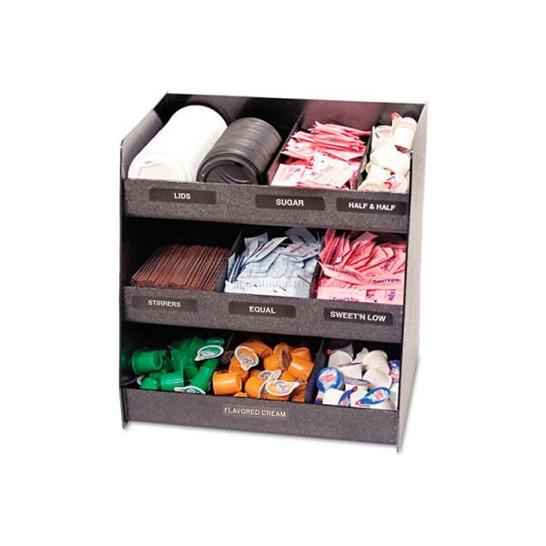Advantus Vertical Condiment Organizer, 14-1/2"W x 11-3/4"D x 15"H, Black - VRTVFC1515