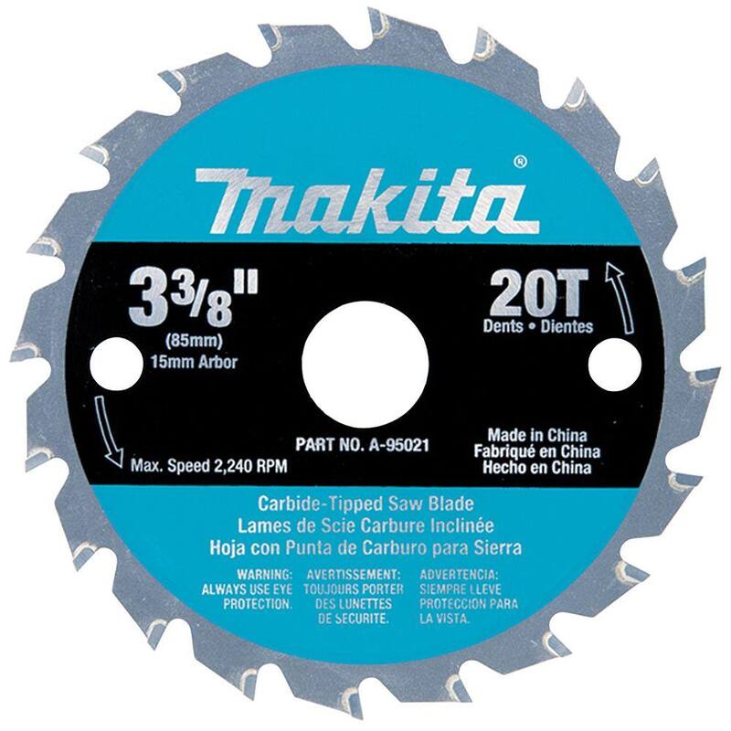 Hoja de sierra circular de punta de carburo de 20 TPI de 3-3/8 pulgadas para SH01W - A-95021 de Makita