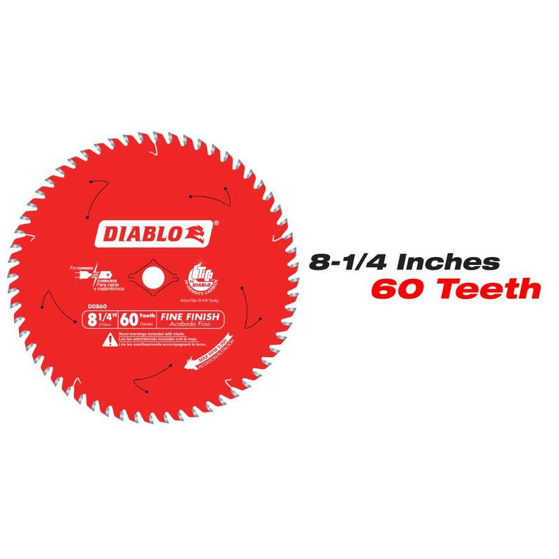 DIABLO 8-1/4 pulgadas x 40 dientes y 8-1/4 pulgadas x 60 dientes Hojas circulares finas para sierra (2 hojas) - D08400860X2GS