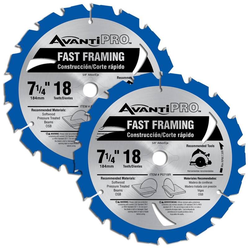 Avanti Pro 7-1/4 in. x 18 Dientes Hoja de Sierra Circular para Armazones Rápida (Paquete de 2) - P0718R000000002