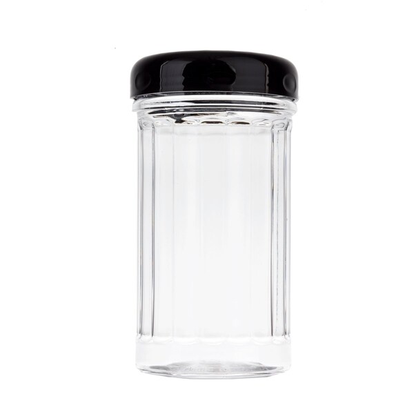 Tablecraft Plastic Shaker, Prfrtd Top, Blck, 12oz, PK12 - P800BK