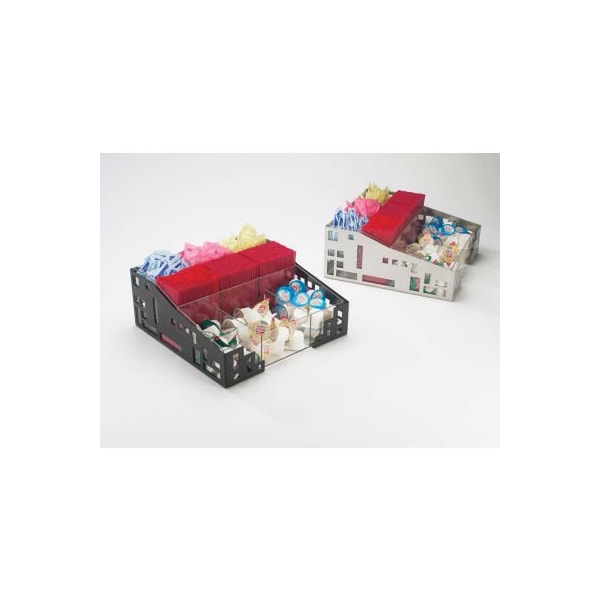 Cal Mil Plastics Cal-Mil 1616-13 Squared Condiment Organizer 12"W x 12"D x 5-1/4"H Black - 1616-13