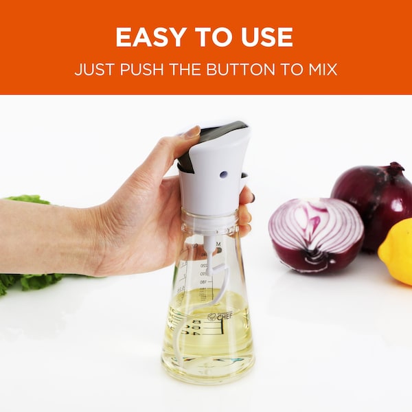 Commercial Chef Mixer Bottle 9 OZ Condiment, Salad Dressing Bottle With Push Button Mixer - CH1569