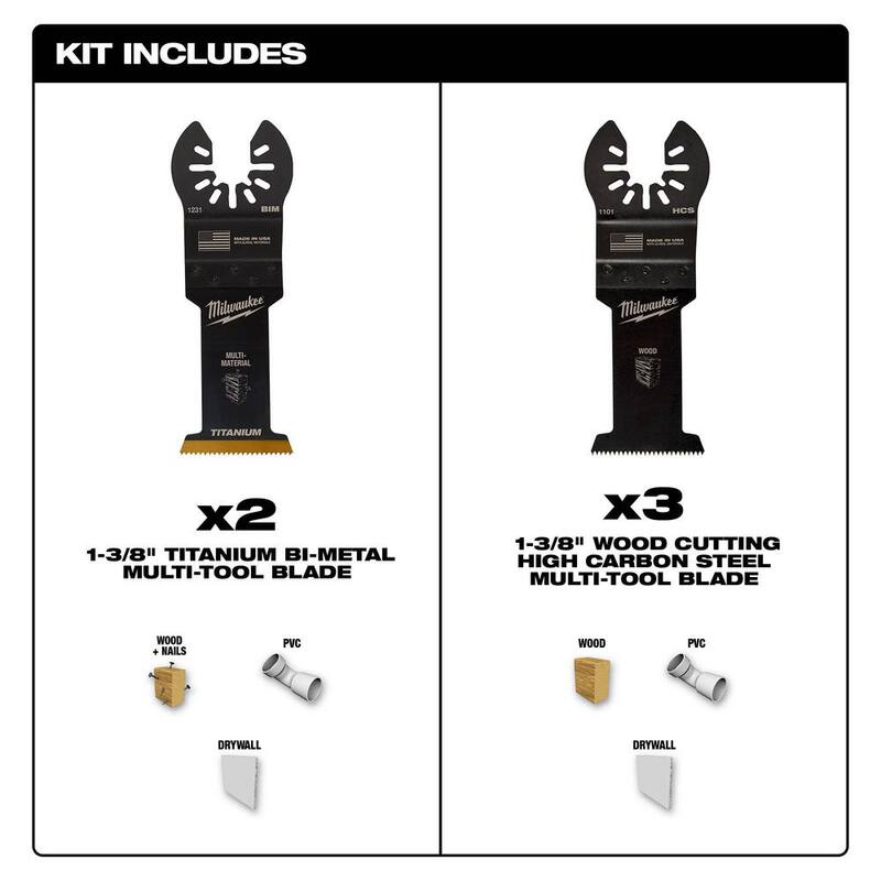 Set de cuchillas oscilantes para herramienta múltiple de 1-3/8 pulgadas de Milwaukee (5 piezas) - 49-25-1135