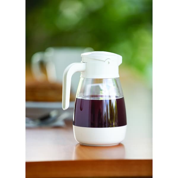 Service Ideas Syrup Dispenser, 16 oz, White/Clear - SY916WH