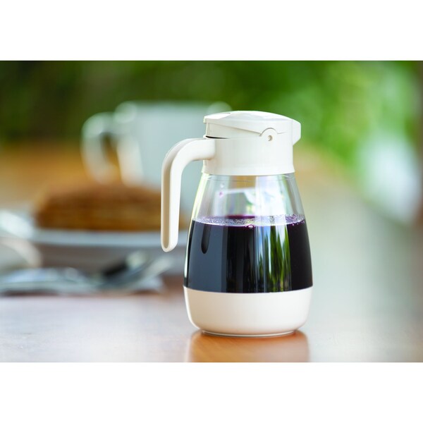 Service Ideas Syrup Dispenser, 16 oz, White/Clear - SY916WH