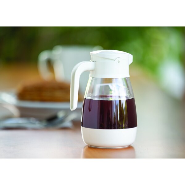 Service Ideas Syrup Dispenser, 16 oz, White/Clear - SY916WH