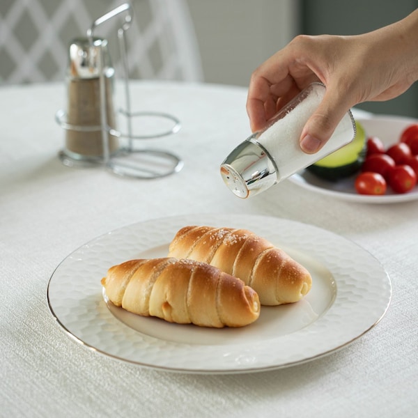 Basicwise Multifunctional Glass Salt and Pepper Shaker Set with Stainless Steel Holder - Perfect for - QI004715
