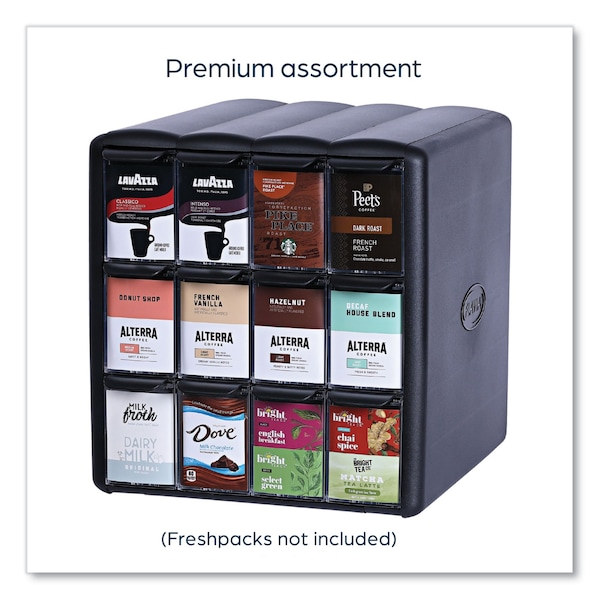 Flavia Four Column Merchandiser, 12 Compartments, 15.2 x 17.2 x 16.3, Black - 25200002