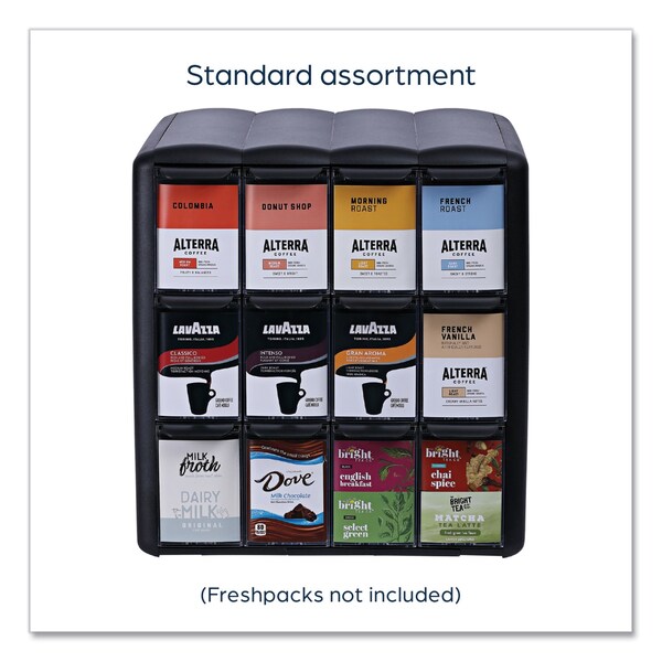 Flavia Four Column Merchandiser, 12 Compartments, 15.2 x 17.2 x 16.3, Black - 25200002