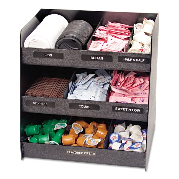 Vertiflex Commercial Grade Condiment Organizer, 14.5 x 11.75 x 15, Black - VFC-1515