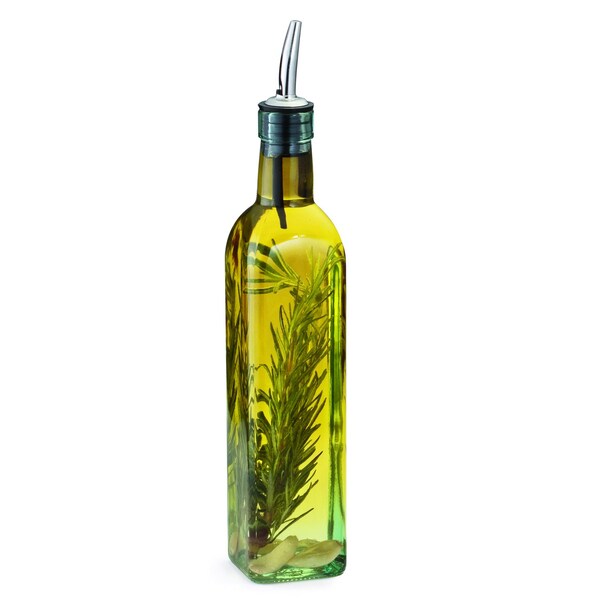 Tablecraft TableCraft Clear Glass/Steel Oil and Vinegar Bottle w/Pourer 16 oz - H916