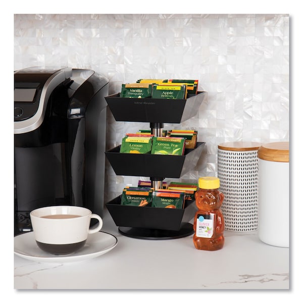 Mind Reader Anchor 3-Tier 12-Compartment Tea and Condiment Carousel Countertop Organizer, 6.75x6.75x11.5, Black - TEASWIV3T-BLK