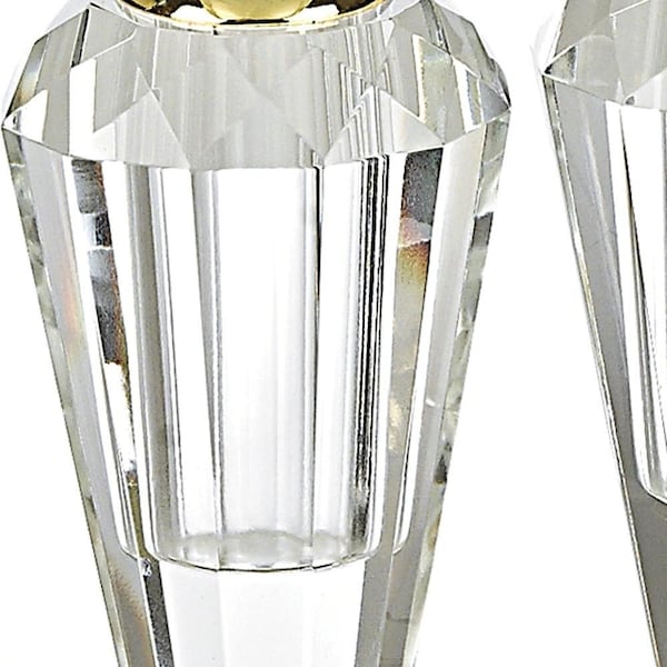 Homeroots Handcrafted Optical Crystal & Gold Salt & Pepper Shakers, Pair - 376101
