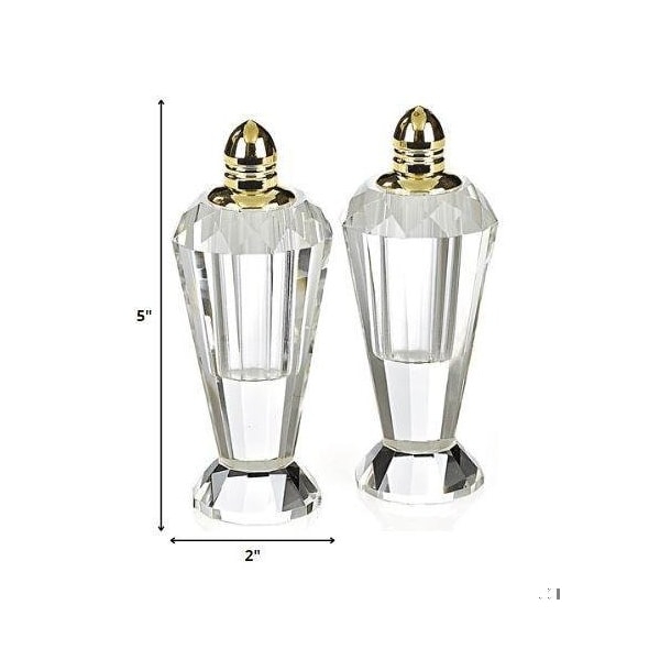 Homeroots Handcrafted Optical Crystal & Gold Salt & Pepper Shakers, Pair - 376101