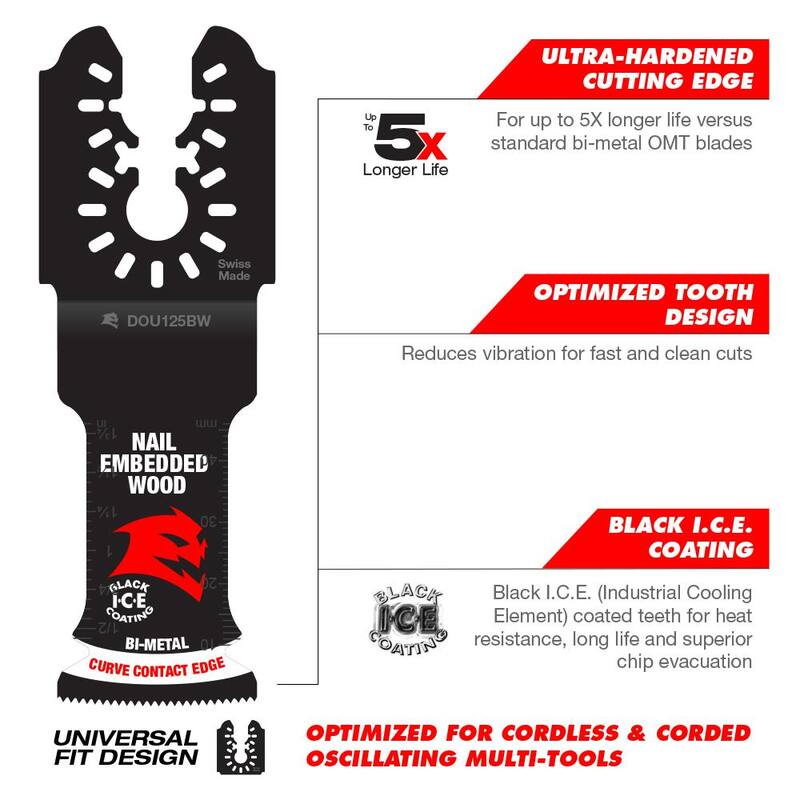DIABLO 1-1/4 pulgadas Demo Demon Universal Fit Bi-Metal Oscillating Tool Blades para madera con clavos incrustados - DOU125BW3
