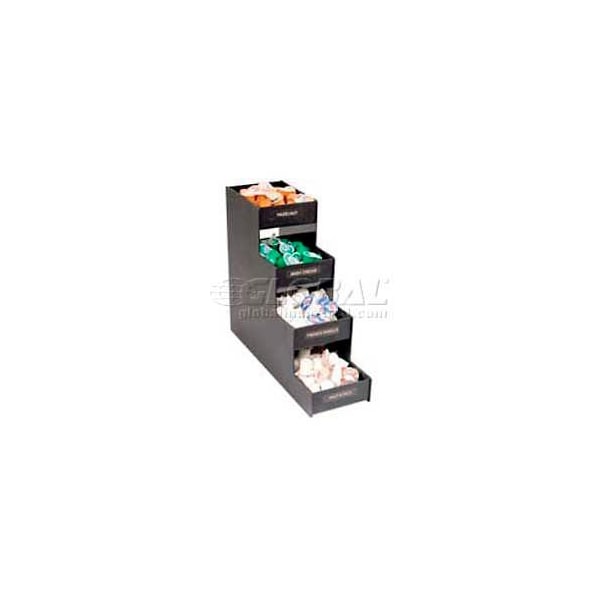 Vertiflex Products Vertiflex Products Narrow Condiment Organizer, 8 Compartments, 6"W x 19"D x 16"H, Black - VRTVFC1916RC