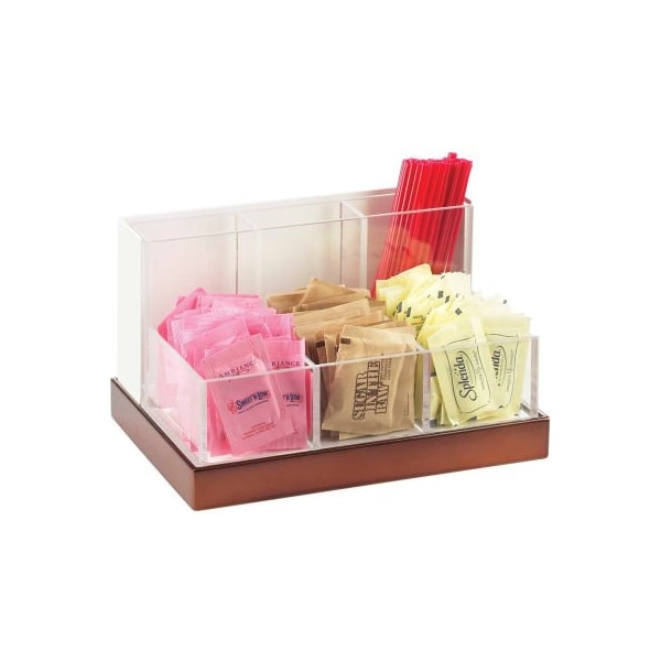 Cal Mil Plastics Cal-Mil 3013-55 Luxe Condiment and Stir Stick Organizer White and SS 8-3/4"W x 6"D x 5"H - 3013-55