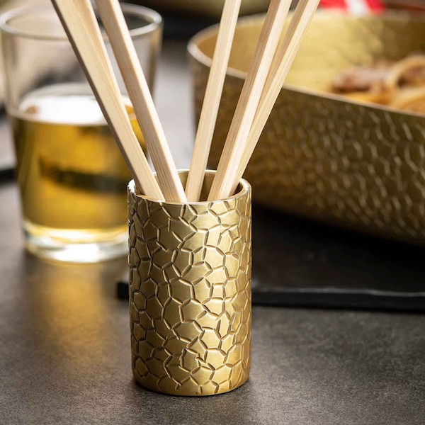 Tablecraft Sugar Tube Holder, Round, Gold Finish - 10743