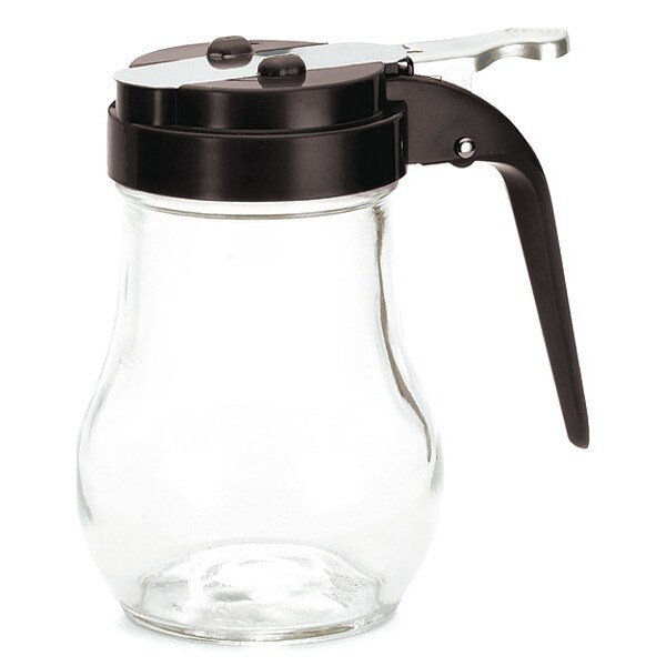 Tablecraft Glass Syrup Dispenser, Black, 6 oz, PK12 - 406BK