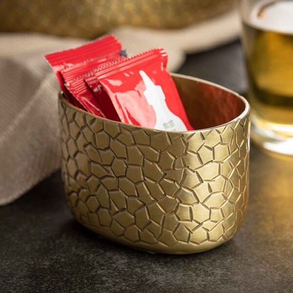 Tablecraft Sugar Packet Holder, Oval, Gold Finish - 10742