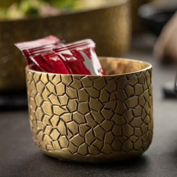 Tablecraft Sugar Packet Holder, Oval, Gold Finish - 10742