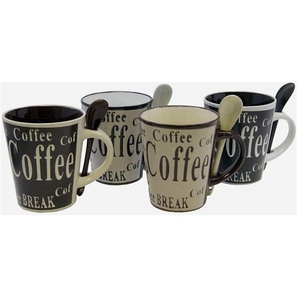 Gibson Gibson 91658.08 Mr. Coffee Bareggio Coffee with Spoon Set; 4 Designs - 8 Piece - 91658.08