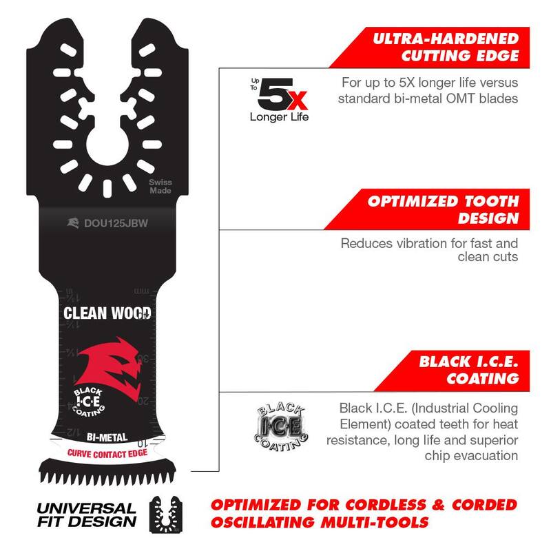 DIABLO 1-1/4 pulgadas Demo Demon Universal Fit Bi-Metal Oscillating Tool Blades para madera limpia - DOU125JBW3