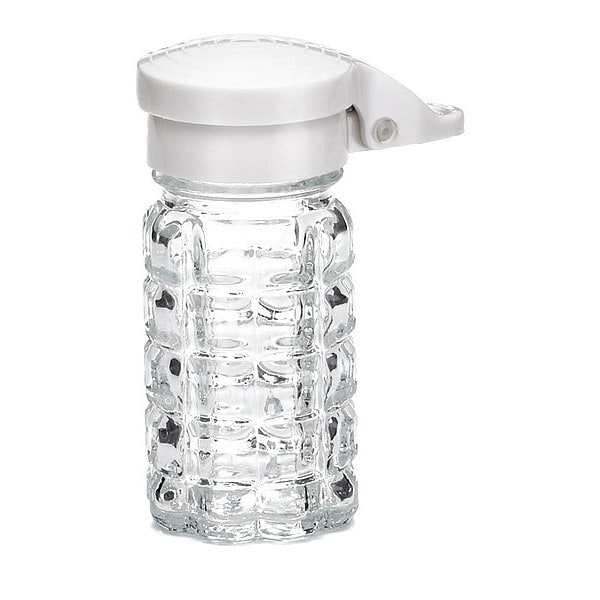Tablecraft Glass Shakers, White, 1-1/2 oz, PK12 - 163MPW