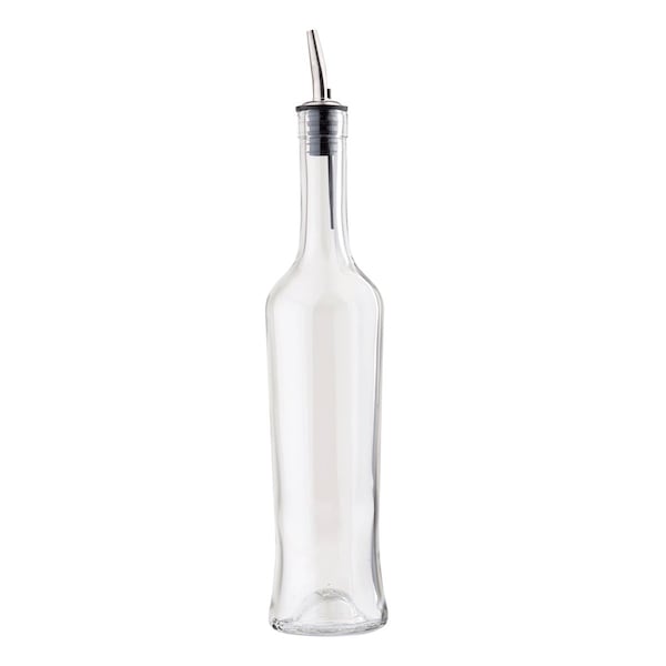 Tablecraft Sottile Clr Glass Bottle W/SS Pour, 17OZ - H933