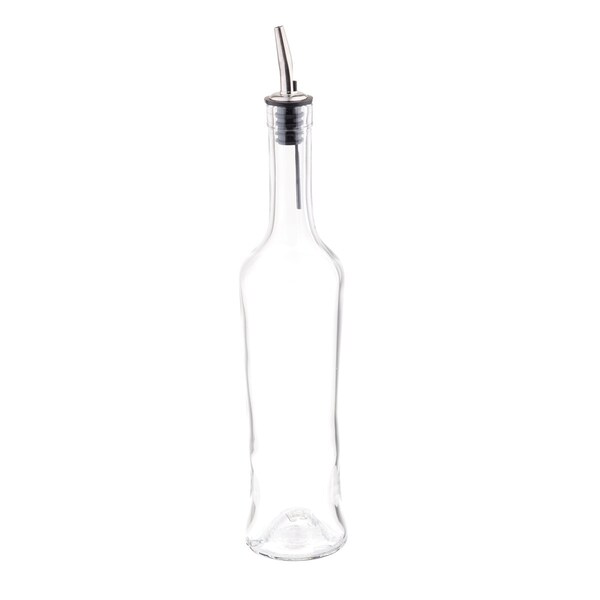Tablecraft Sottile Clr Glass Bottle W/SS Pour, 17OZ - H933