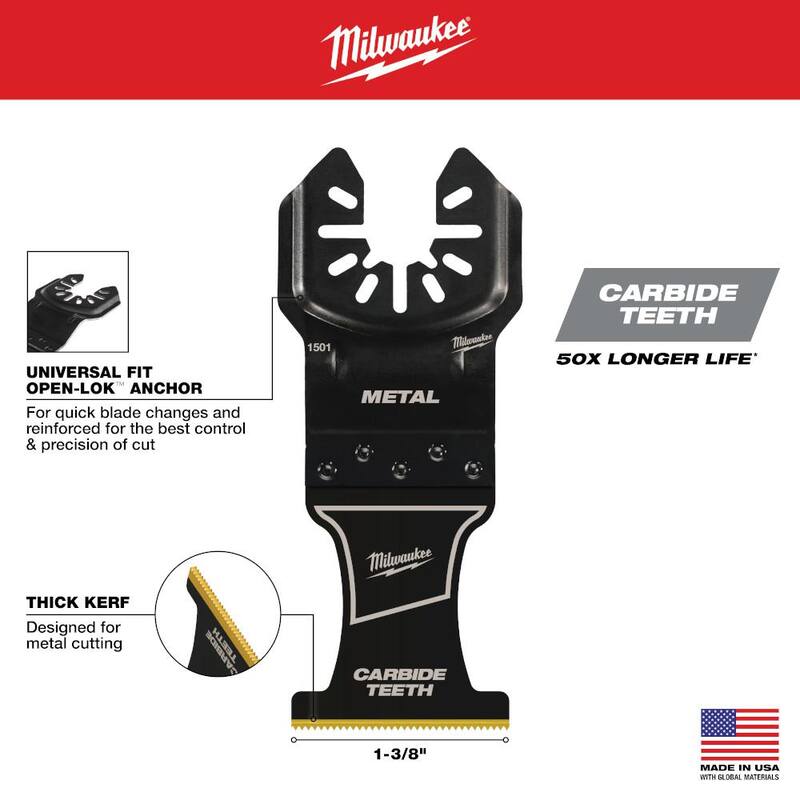 Juego de hojas para herramienta multiherramienta de corte oscilante para metal/madera de Milwaukee (3 piezas) - 49-10-9001