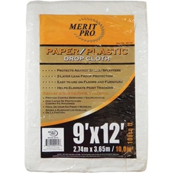Merit Pro Merit Pro 2170 9 x 12 ft. Paper And Plastic Laminated Drop Cloth - 652270021706