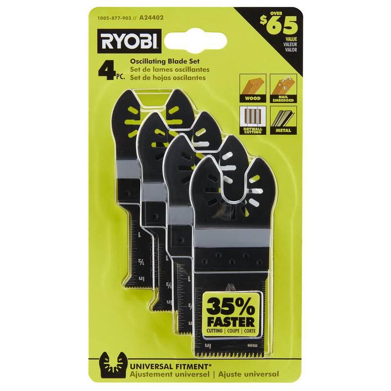Set de 4 hojas para herramienta multifuncional oscilante para madera y metal - A24402