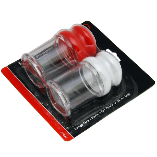 Chef Craft Corporati Chef Craft Red/White Plastic Salt and Pepper Shaker Set - 21042