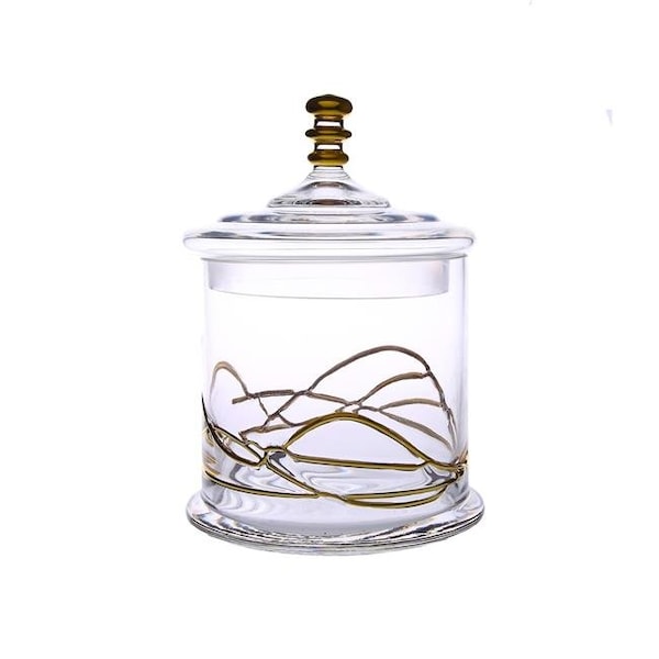 Classic Touch Decor Classic Touch CSJG398 5.5 x 10.5 in. Glass Jar & Lid with 14k Gold Swirl Design - CSJG398