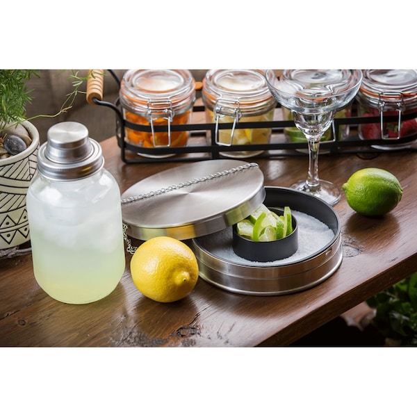 Tablecraft Mason Jar Glass Cktail Shkr SS Top, 14OZ - MJS14