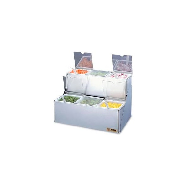 San Jamar EZ-Chill Stepped Condiment Center w/Notched Lids, 6 Qts. - B6706INL