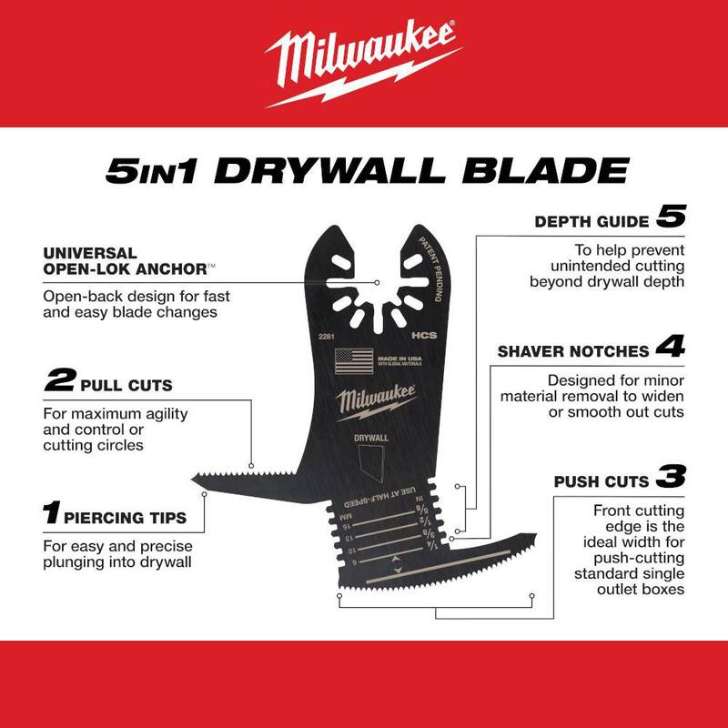 Herramienta oscilante 5 en 1 para corte de yeso de ajuste universal de acero al carbono de Milwaukee (1 pieza) - 49-25-2281