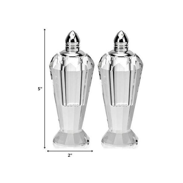 Homeroots Handcrafted Optical Crystal & Silver Salt & Pepper Shakers, Pair - 376102